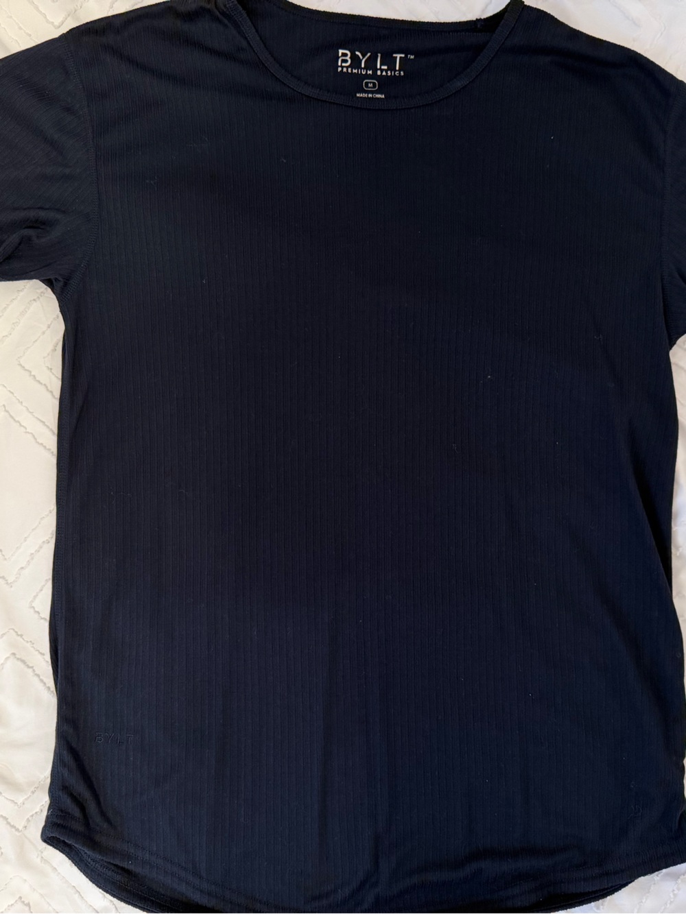 BYLT Navy Ribbed Short Sleeve Tee